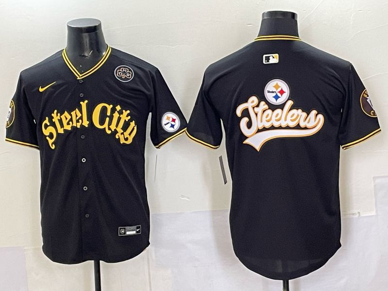 Men 2025 Nike Pittsburgh Steelers Blank Black Limited NFL Jersey style 0055
